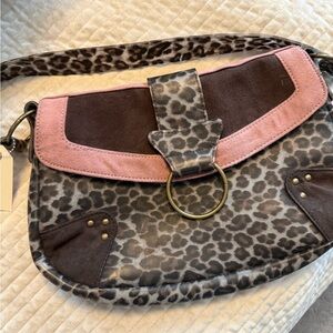 Sondra Roberts Pink and Brown Leopard Shoulder Bag